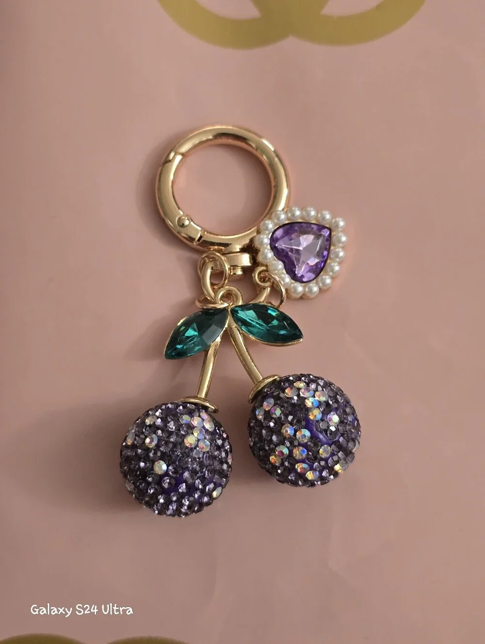 Cherry Heart Bag Charm/ Keychain NEW